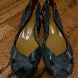 Softspots Blue Heels with Crisscross Straps